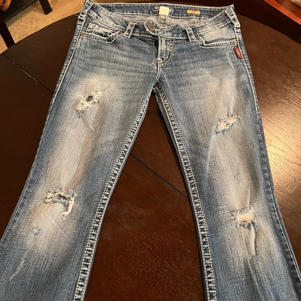 Silver ripped jeans waist 30” length 38”